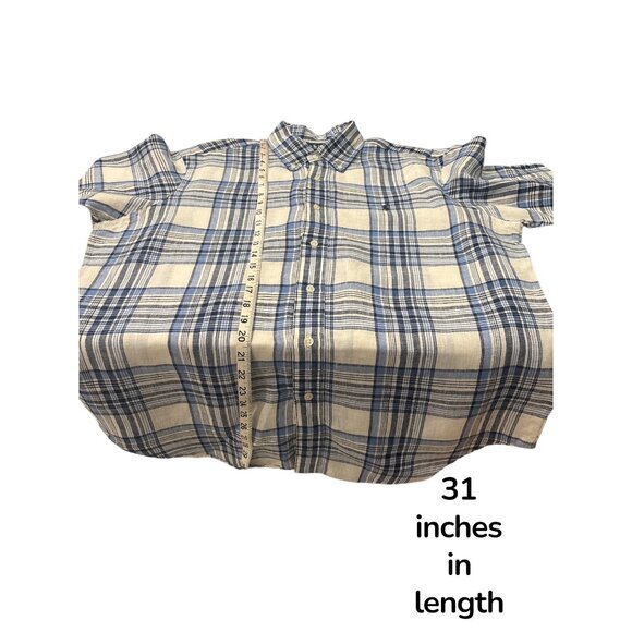Ralph Lauren Mens Linen Plaid Short Sleeve Button Down Shirt Classic Fit L - Picture 8 of 8